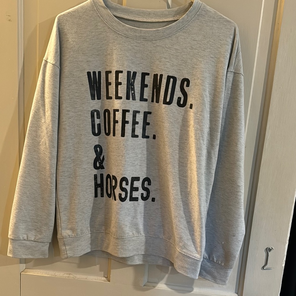 Gray Graphic Sweatshirt with Black Text